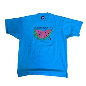 Vintage Summerfaire Watermelon Graphic Tee XL 50/50 Screen Stars Best blue